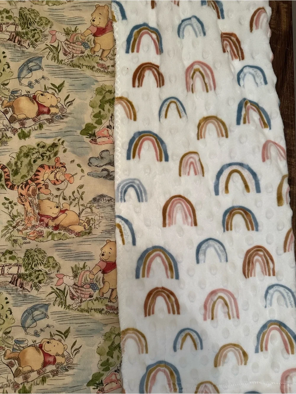 Classic Winnie the Pooh crafted crib blanket